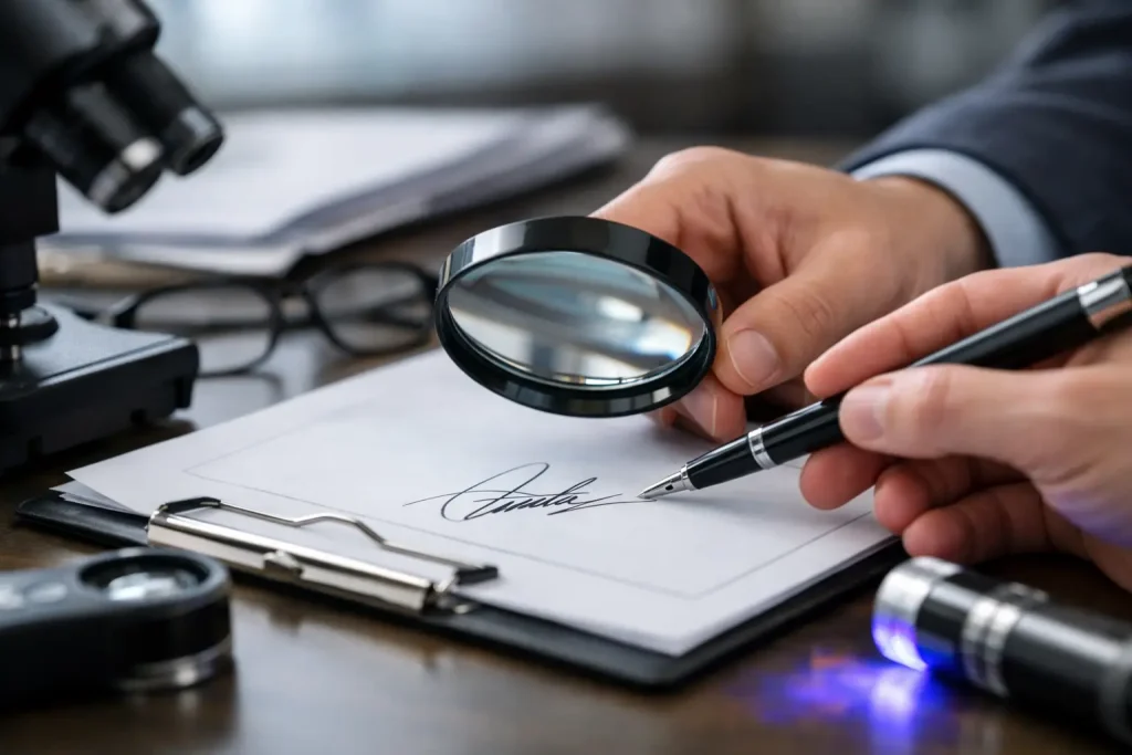 Como identificar assinatura falsa com rigor técnico